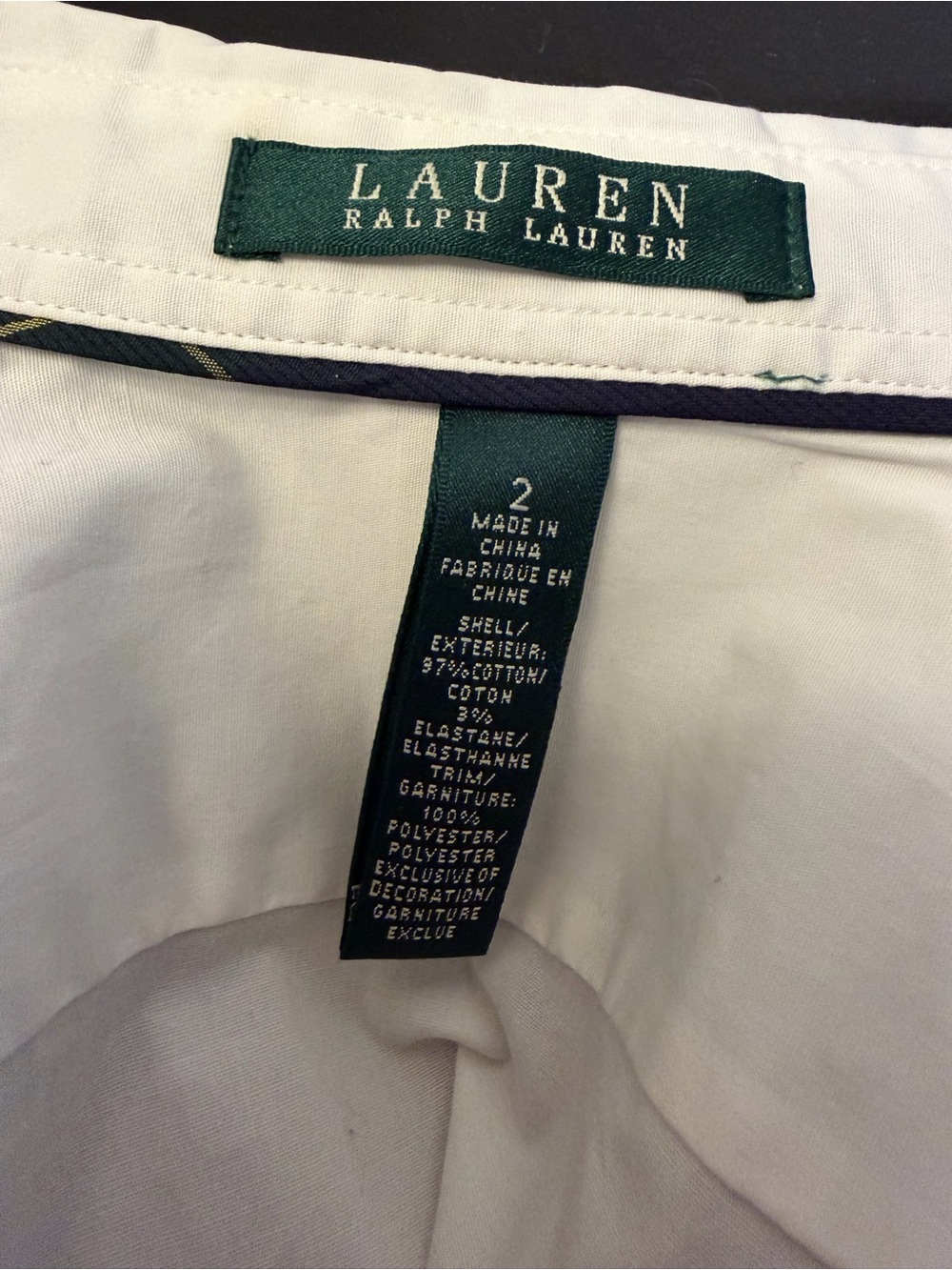 Ralph Lauren White Peplum Button-Down Shirt with Gold Crest Plaid Trim Preppy - Picture 3 of 8